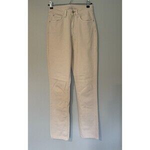 We Wore What Ivory Cream Straight Leg High Rise Size 25 Long Jeans SEE DESC